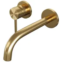 Brauer Inbouw wastafelmengkraan gold edition coldstart gebogen uitloop ronde hendel links geborsteld goud pvd met rozetten