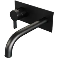 Brauer Black Edition ColdStart wastafelkraan inbouw gebogen uitloop met achterplaat model E2 zwart mat