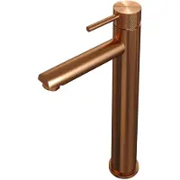 Brauer Wastafelmengkraan Copper Carving Coldstart Opbouw Hoog Ronde Hendel Geborsteld Koper PVD PVD