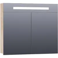 Brauer Promise Spiegelkast 80x70cm MFC 2 Deuren Met Directe LED Verlichting Boven - Forest Wheat - Spiegels, Spiegelkasten - 8720359342003