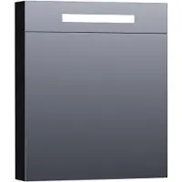 Brauer Promise Deluxe Spiegelkast 59x70cm MDF 1 Deur Met Directe LED Verlichting Boven - Rechtsdraaiend - Mat Zwart - Spiegels, Spiegelkasten - 8720359342836