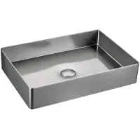 Sapho Aurum RVS wastafel 50x35,2cm, inclusief afvoer, mat RVS
