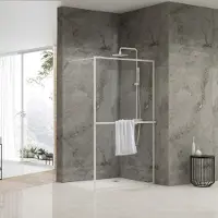 Van Rijn Inloopdouche st04 met handdoekstang 90x200 cm 8 mm helder glas wit
