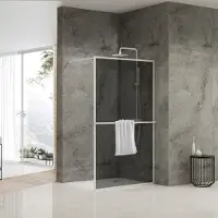 Van Rijn Inloopdouche st04 met handdoekstang 90x200 cm 8 mm rookglas wit