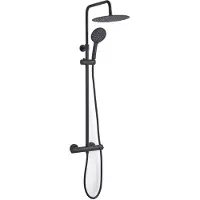 Van Marcke GO Regendoucheset cocoon black opbouw incl handdouche doucheslang en thermostaatkraan mat zwart