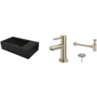 Wiesbaden FonteinPack Recto Natuursteen Rechts 40x22x10 cm RVS (Keuze uit 8 kranen)