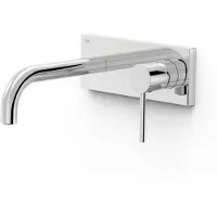 Tres Wastafelmengkraan inbouw study exclusive met afdekplaat gebogen uitloop 18 cm en hendel chroom