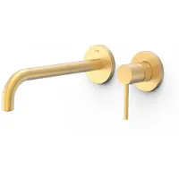Tres Wastafelmengkraan Inbouw Study Exclusive 2-Gats Gebogen Uitloop 24 cm en Hendel Mat Goud