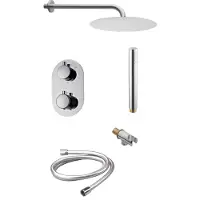 Sanilux Doucheset alesa inbouw thermostatisch chroom rond 20 cm douchekop met muursteun
