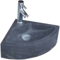 Sanilux Fonteinset Corner Hardsteen met kraan, waste & sifon 30x30x10cm