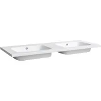 Sanilux Wastafel Classic 120x47x3 cm Mineraalmarmer Mat Wit Dubbel (zonder kraangaten)