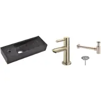 Wiesbaden FonteinPack Small Natuursteen Links 38x14x8 cm RVS (Keuze uit 8 kranen)