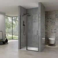 Van Rijn Nisdeur st02 138x200 cm draaideur 6 mm met vaste wand 8 mm zwart