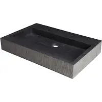 Forzalaqua Wastafel Oslo Hardsteen Gefrijnd Zonder Kraangat Antraciet 80,5x51,5x9 cm