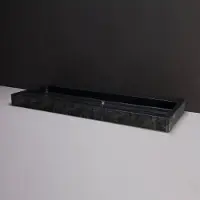 Forzalaqua Wastafel palermo graniet gezoet gekapt met kraangat zwart 100,5x51,5x9 cm