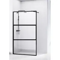 Van Rijn Douchewand st04 zwart aluminium profiel 8 mm helder glas