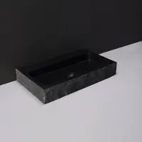 Forzalaqua Wastafel taranto graniet gezoet gekapt zonder kraangat zwart 50x30x8 cm