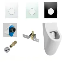 Tece Urinoir set salenzi hung achterinlaat mat wit met loop drukplaat glas