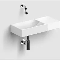 Clou vale fontein zonder kraangat rechts met geïntegreerde afvoer glanzend wit keramiek 45 cm