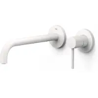 Tres Wastafelmengkraan Inbouw Study Exclusive 2-Gats Gebogen Uitloop 24 cm en Hendel Mat Wit