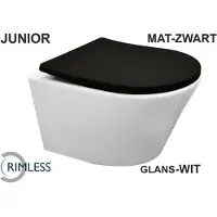 Boss & Wessing Wandcloset bws vicente junior wit rimless diepspoel met flatline zitting mat zwart
