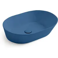 By Goof Waskom mees design opbouw wastafel ovaal 60x42 cm mat blauw