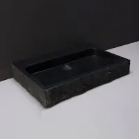 Forzalaqua Wastafel palermo graniet gezoet gekapt met kraangat zwart 60x40x9 cm