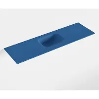 Mondiaz lex jeans solid surface inleg wastafel voor toiletmeubel 100 cm. Positie wasbak midden