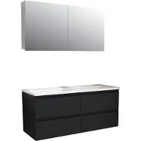 Boss & Wessing Badkamermeubel bws pepper wastafel acryl incl spiegelkast 2 deurs zonder krg 120x55x46 cm mat zwart