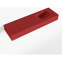 Mondiaz lex fire vrijhangende solid surface wastafel 100 cm. Positie wasbak rechts