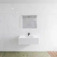 Mondiaz Badkamermeubelset LAGOM 90 cm Gecentreerde Waskom Solid Surface Met 1 Kraangat Mat Wit (1 lade)