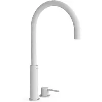 Tres Wastafelmengkraan study exclusive 45,3 cm 2-gats 1-hendel uitloop hoog gebogen rond mat wit