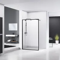 Van Rijn Inloopdouche ST04 Met Stabilisatiestang 140x200 cm 8 mm Helder Glas Zwart