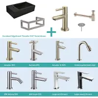 Wiesbaden Fonteinpack recto natuursteen links met montageframe 40x22x10 cm rvs