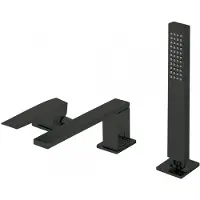 Tres Badrand mengkraan slim met handdouche 18x6.2 cm vierkant mat zwart