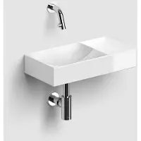 Clou vale fontein zonder kraangat rechts met geintegreerde afvoer glanzend wit keramiek 38 cm