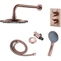 Boss & Wessing Inbouw regendouche set bws copper met wanduitloop en 3 standen handdouche geborsteld koper 20 cm