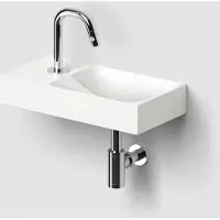 Clou vale fontein met kraangat links met geïntegreerde afvoer mat wit keramiek 38 cm