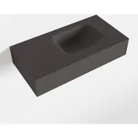 Mondiaz LEX Dark_grey vrijhangende solid surface wastafel 60cm. Positie wasbak rechts