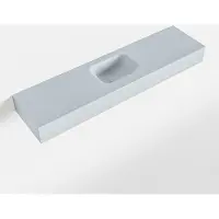 Mondiaz lex clay vrijhangende solid surface wastafel 120 cm. Positie wasbak midden