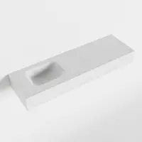 Mondiaz LEX Talc vrijhangende solid surface wastafel 100cm. Positie wasbak links