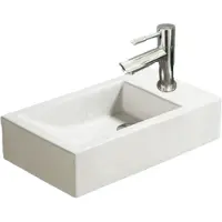 Sanilux Fonteinset Qubic Keramiek 45x25x12cm met 1/2" Yara kraan Chroom (Kraangat Rechts)