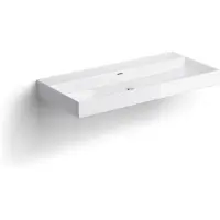 Clou new wash me wastafel 90x42x8 cm met 3 voorbewerkte kraangaten glanzend wit keramiek