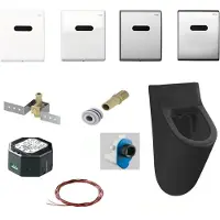 Salenzi Urinoir set hung achterinlaat mat zwart met tece drukplaat elektronisch adaptor