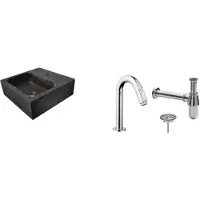 Wiesbaden FonteinPack Square Natuursteen 30x30x10 cm Chroom (Keuze uit 20 kranen)