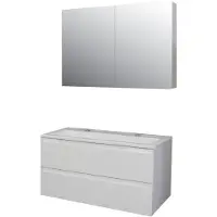 Boss & Wessing Badkamermeubel bws pepper wastafel acryl incl spiegelkast 2 deurs met 2 krgtn 100x55x46 cm wit