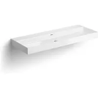 Clou new wash me wastafel 110x42x8 cm met 3 voorbewerkte kraangaten glanzend wit keramiek