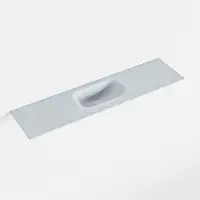 Mondiaz eden clay solid surface inleg wastafel voor toiletmeubel 90 cm. Positie wasbak midden