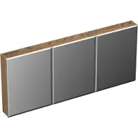 Forzalaqua Spiegelkast Uni 160x68.5x12.5 Cm 3 Deuren Tweezijdig Spiegel Eiken Castle Brown
