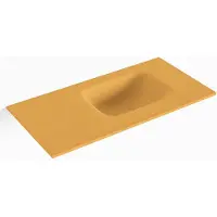 Mondiaz lex ocher solid surface inleg wastafel voor toiletmeubel 60 cm. Positie wasbak rechts